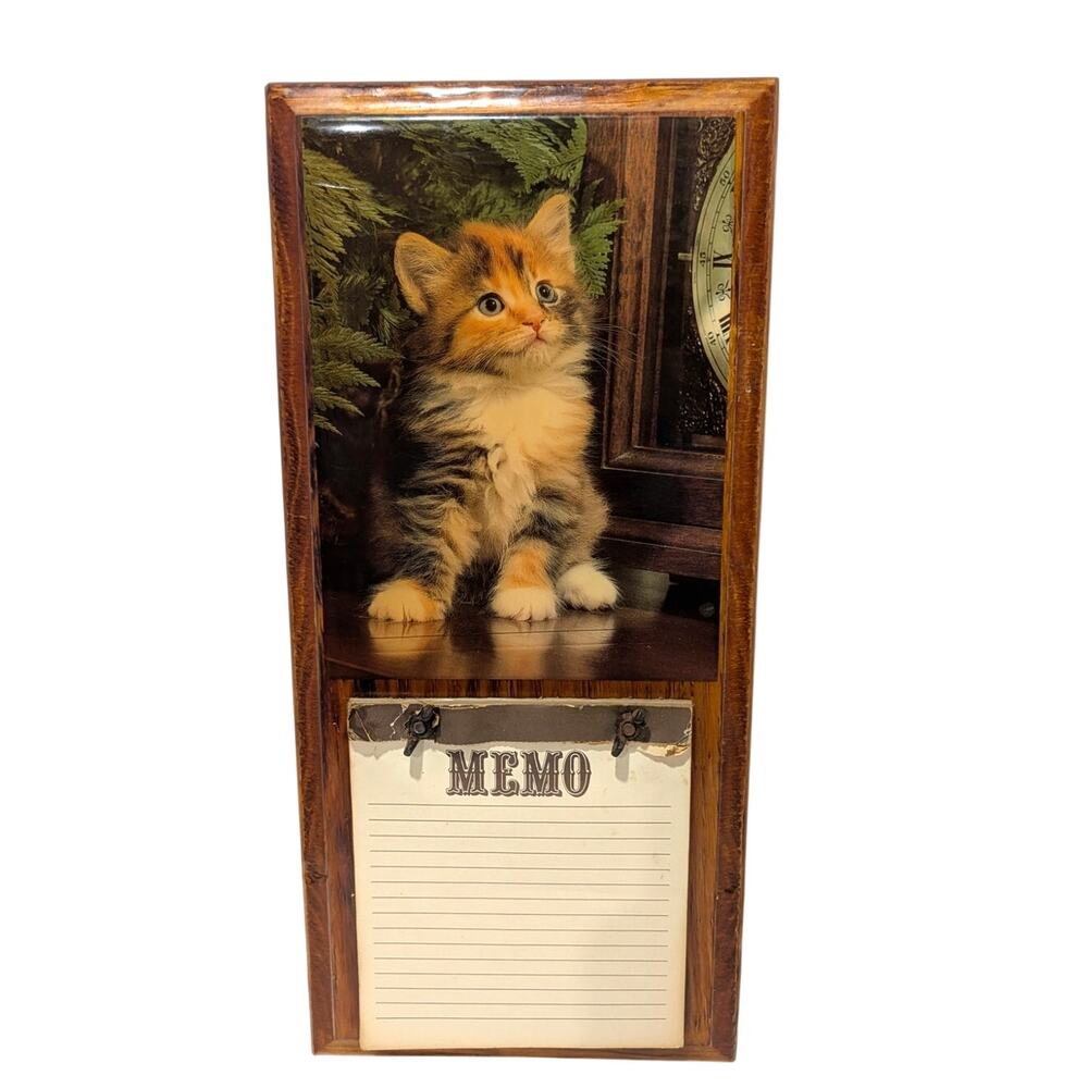 Vtg Kitten Wooden Memo Board Tear-Off Paper Wall Décor